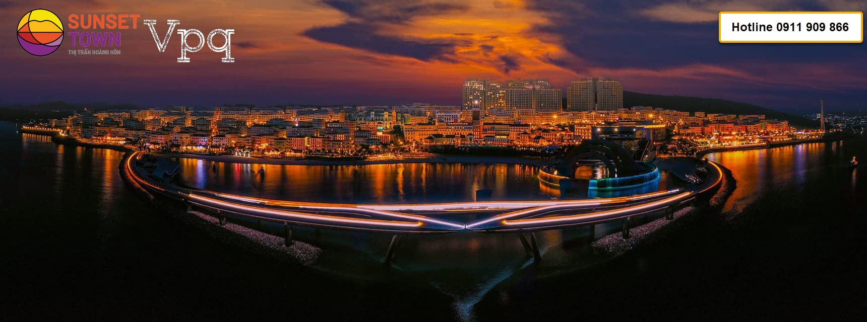 Toàn cảnh thị trấn Hoàng Hôn Sunset Town trong màn đêm Phú Quốc