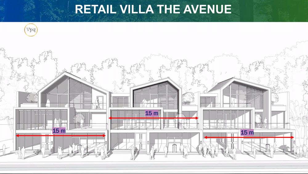 Mặt tiền Retail Villa The Avenue Phú Quốc rộng 15m