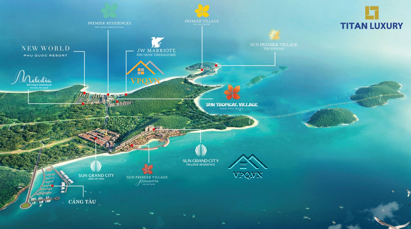 Vị trí dự án Sun Tropical Village trong hệ sinh thái Sun Group Phú Quốc