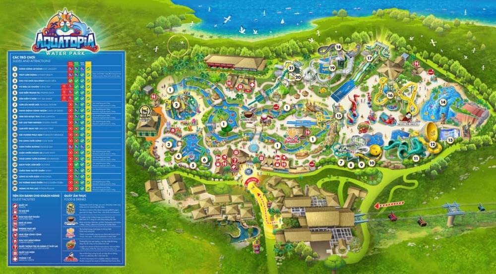 Bản đồ vui chơi tại công viên Aquatopia