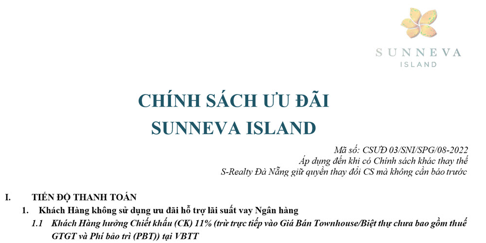 Chính sách số 03 Sunneva Island Đà Nẵng
