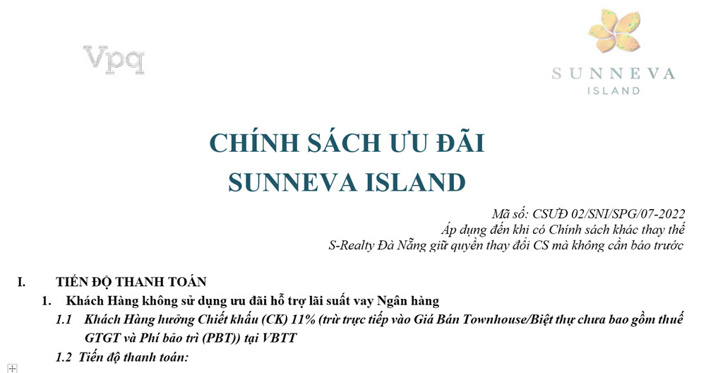 Chính sách ưu đã Sunneva Island Đà Nẵng