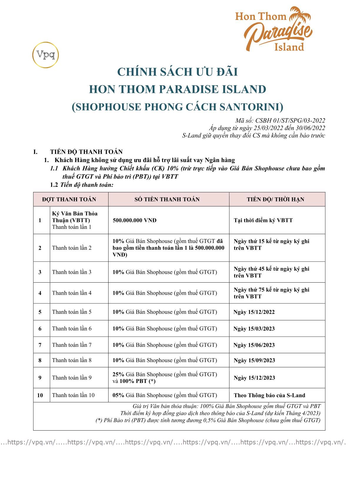 Chính sách ưu đãi Hòn Thơm Paradise Island - Shophouse phong cách Santorini -Ảnh trang 1