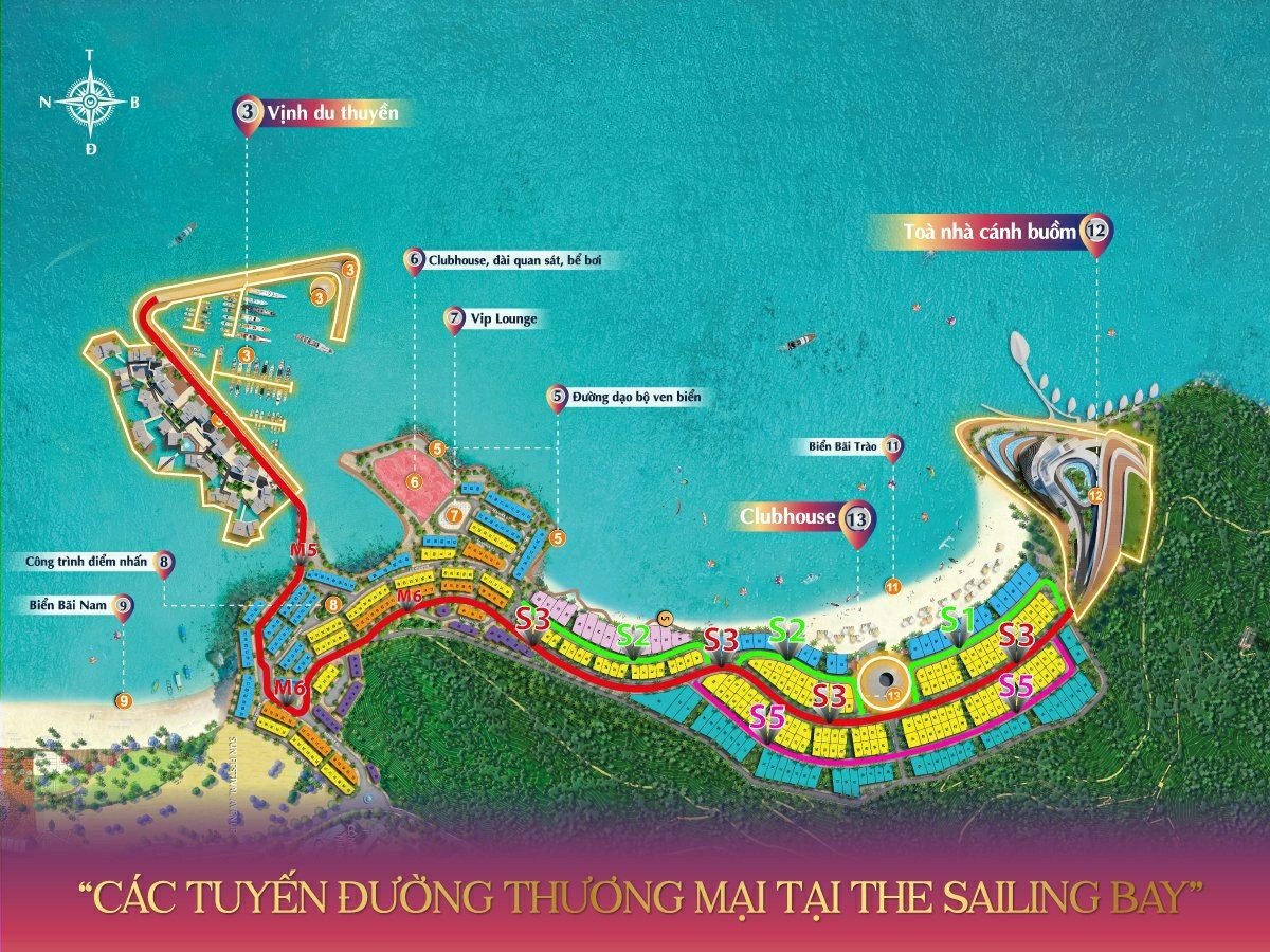 Trục đương M6 The Santo Port kết nối sang S3 The Sailing Bay đến các công trình biểu tượng