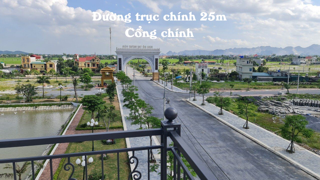 Ảnh chụp cổng vào đường trục chính 25m khu đô thị Hưng Hòa
