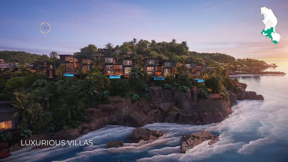 Luxury Villa nằm trên ghềnh đá, mặt hướng biển lưng tựa đồi