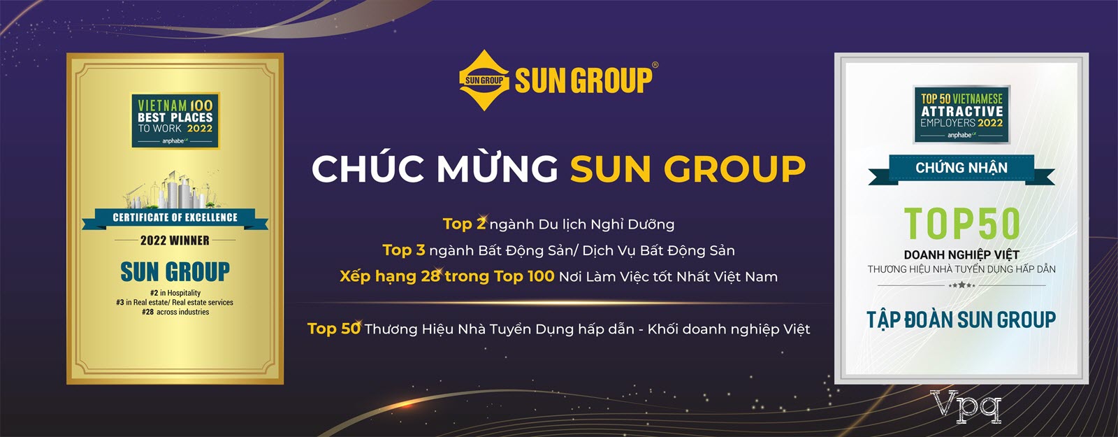 Các danh hiệu giải thưởng Sun Group được vinh danh