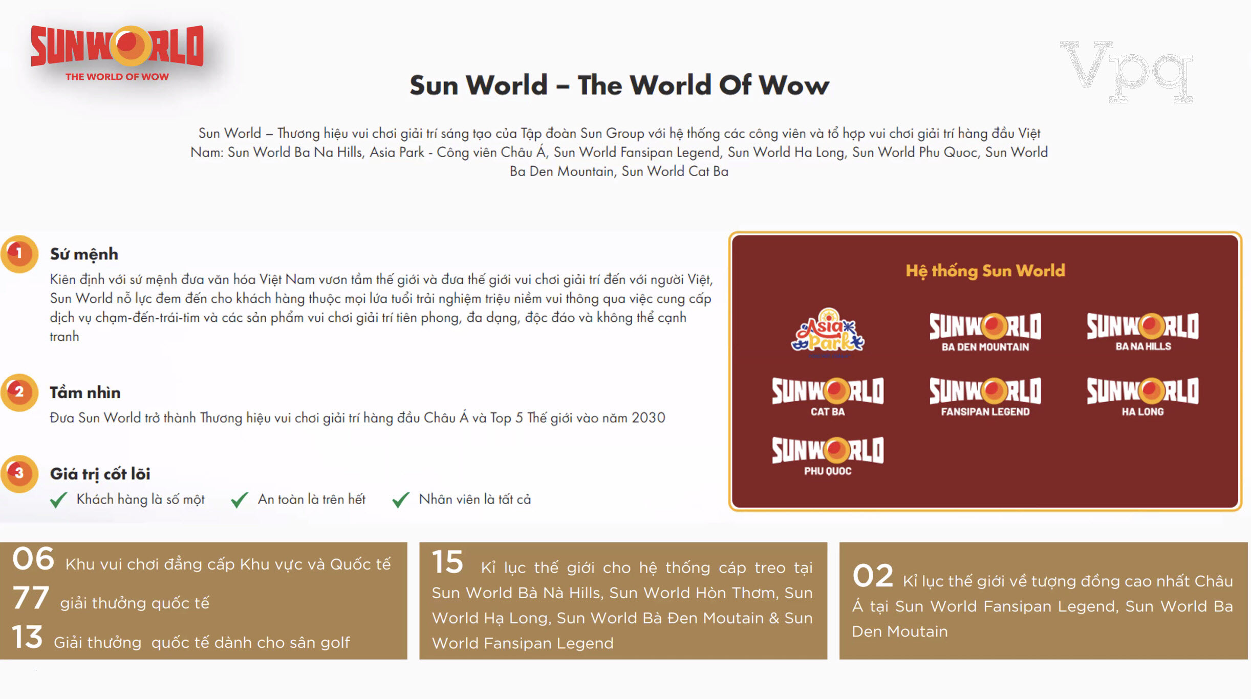 Sun World - Thương hiệu giải trí đẳng cấp quốc tế, hàng đầu Việt Nam