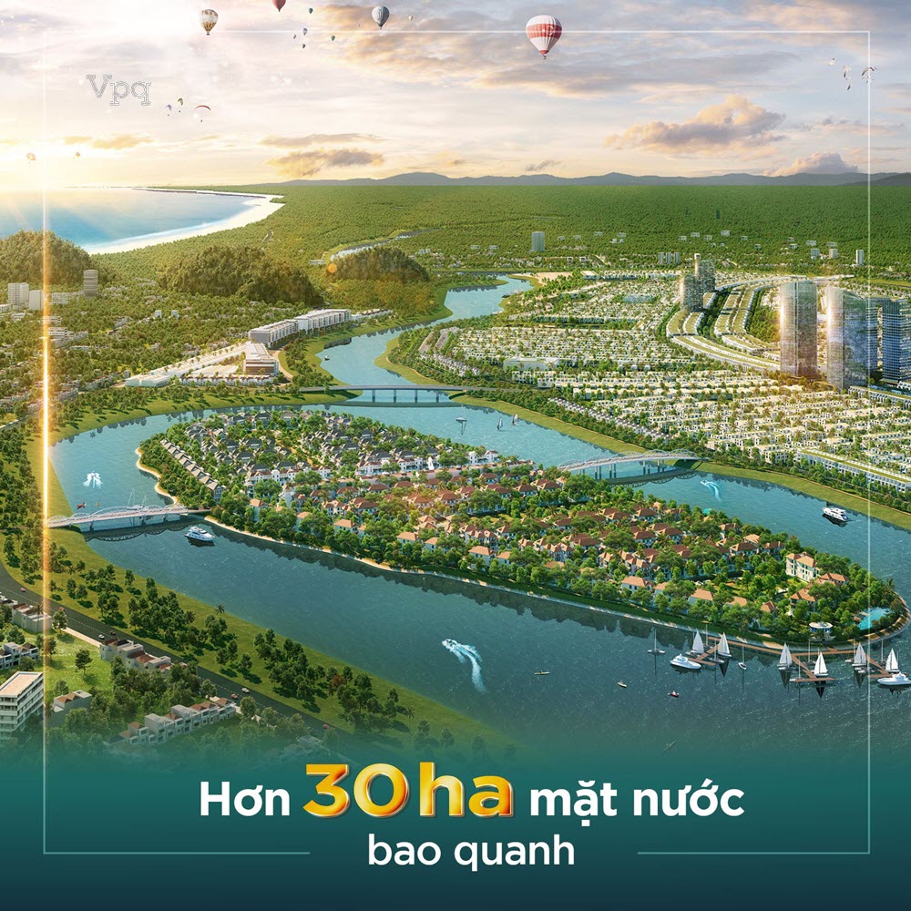 Hơn 30ha mặt nước bao quanh đảo ánh dương Sunnva Island