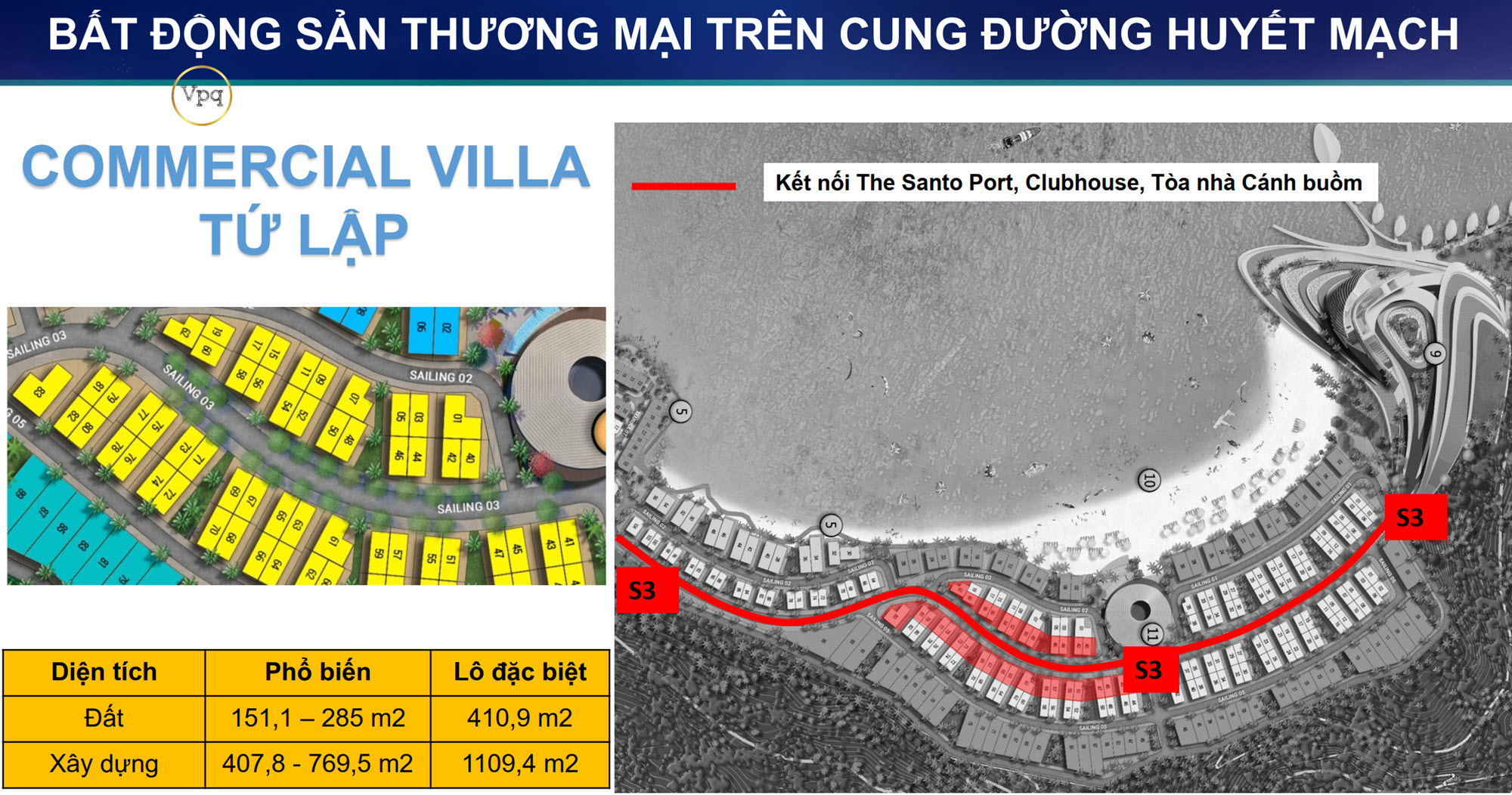 Commercial Villa Tứ lập: mặt hông và view trước thông thoáng, nhìn tổng thể sẽ là một khối công trình đơn nguyên bề thế, sang trọng