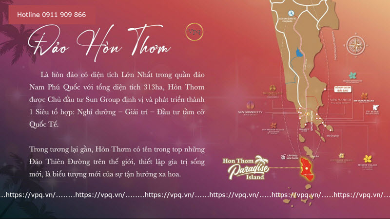 Vị trí Hòn Thơm - Đảo Thiên Đường