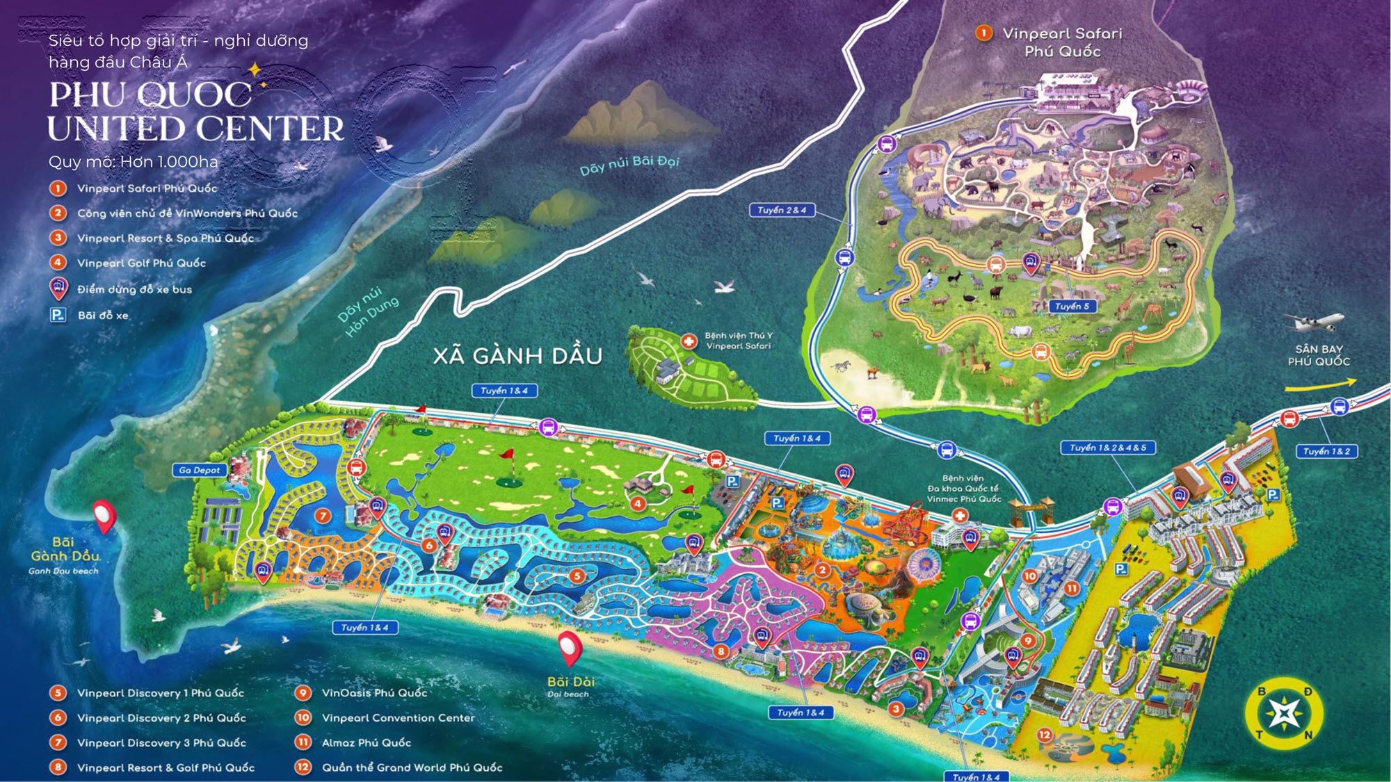 Bản đồ hệ sinh thái Vinpearl Phú Quốc