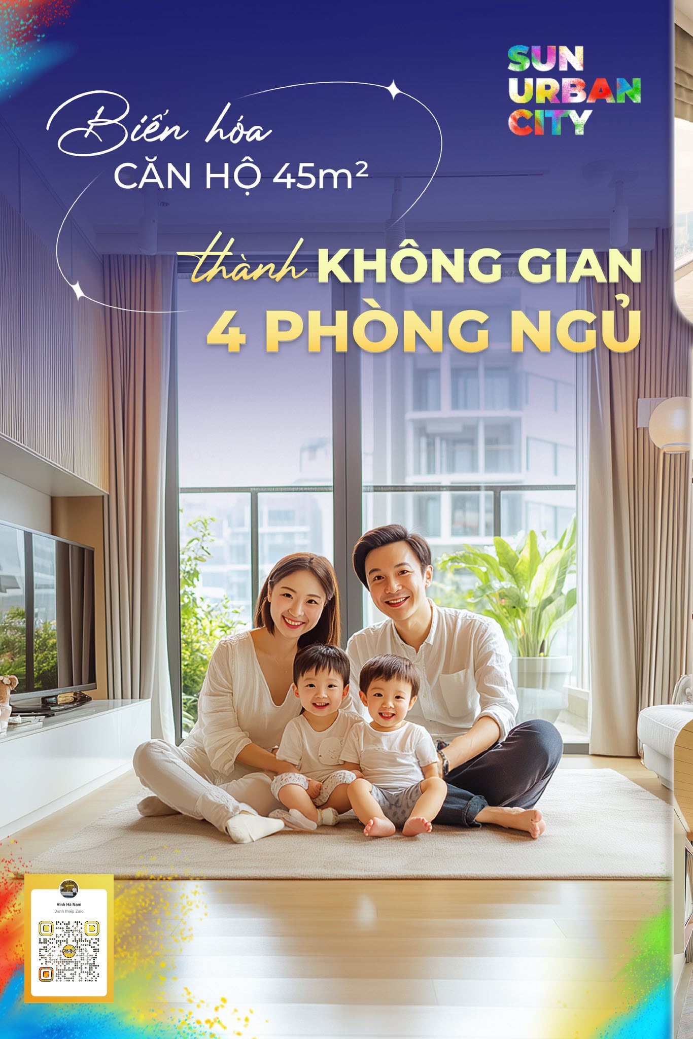 Sun Urban City: Căn hộ 45m2 Art Residence 04 phòng ngủ