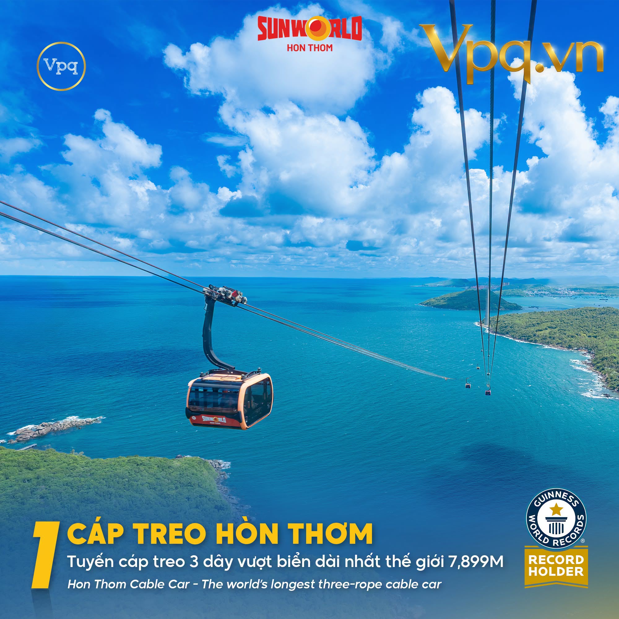 Tuyến cáp treo Hòn Thơm kỷ lục 3 dây dài nhất thế giới đưa du khách ngắm Phú Quốc từ góc nhìn của những chú chim, trở thành một trải nghiệm với bất kỳ ai tới đảo Ngọc