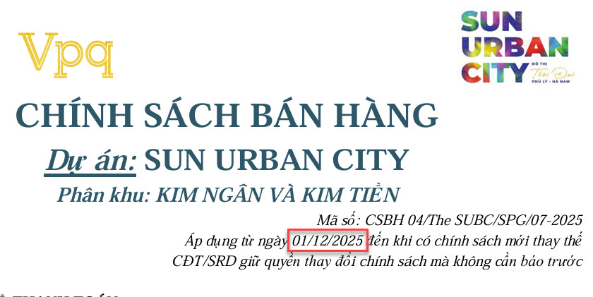 Chính sách bán hàng Kim Ngân - Kim Tiền T12/2025