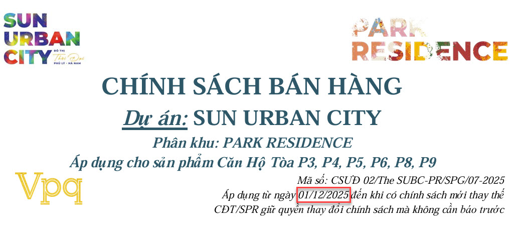Chính sách bán hàng Park Residence T12/2025: P3-P4-P5-P6-P8-P9