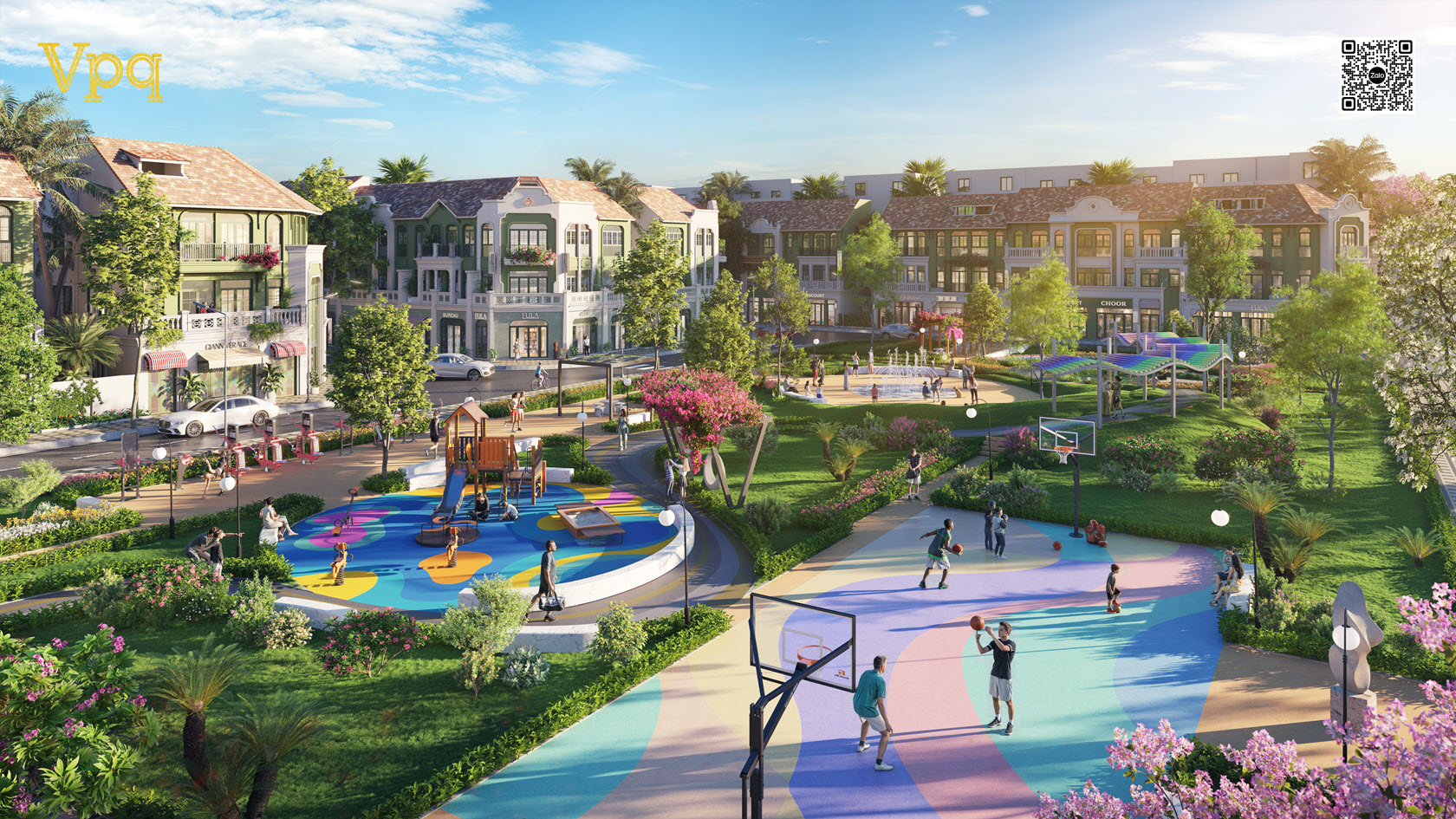 Phối cảnh căn góc view công viên vườn hoa