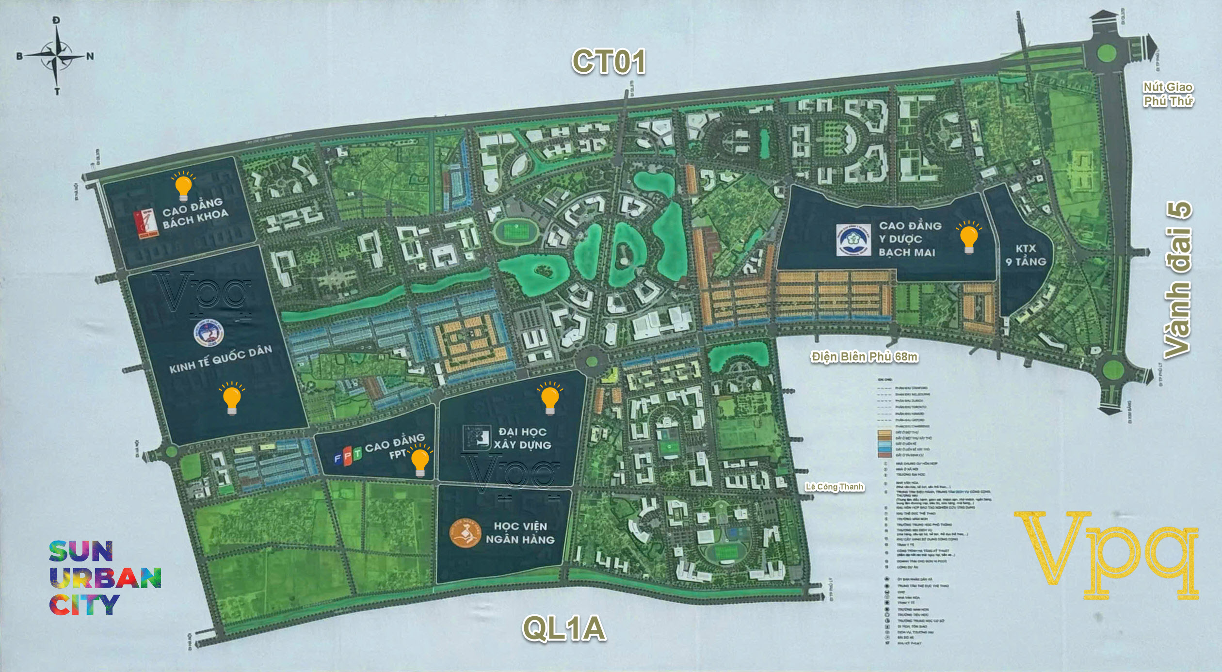 Quy hoạch vị trí các cụm trường khu Đại Học Nam Cao năm 2025