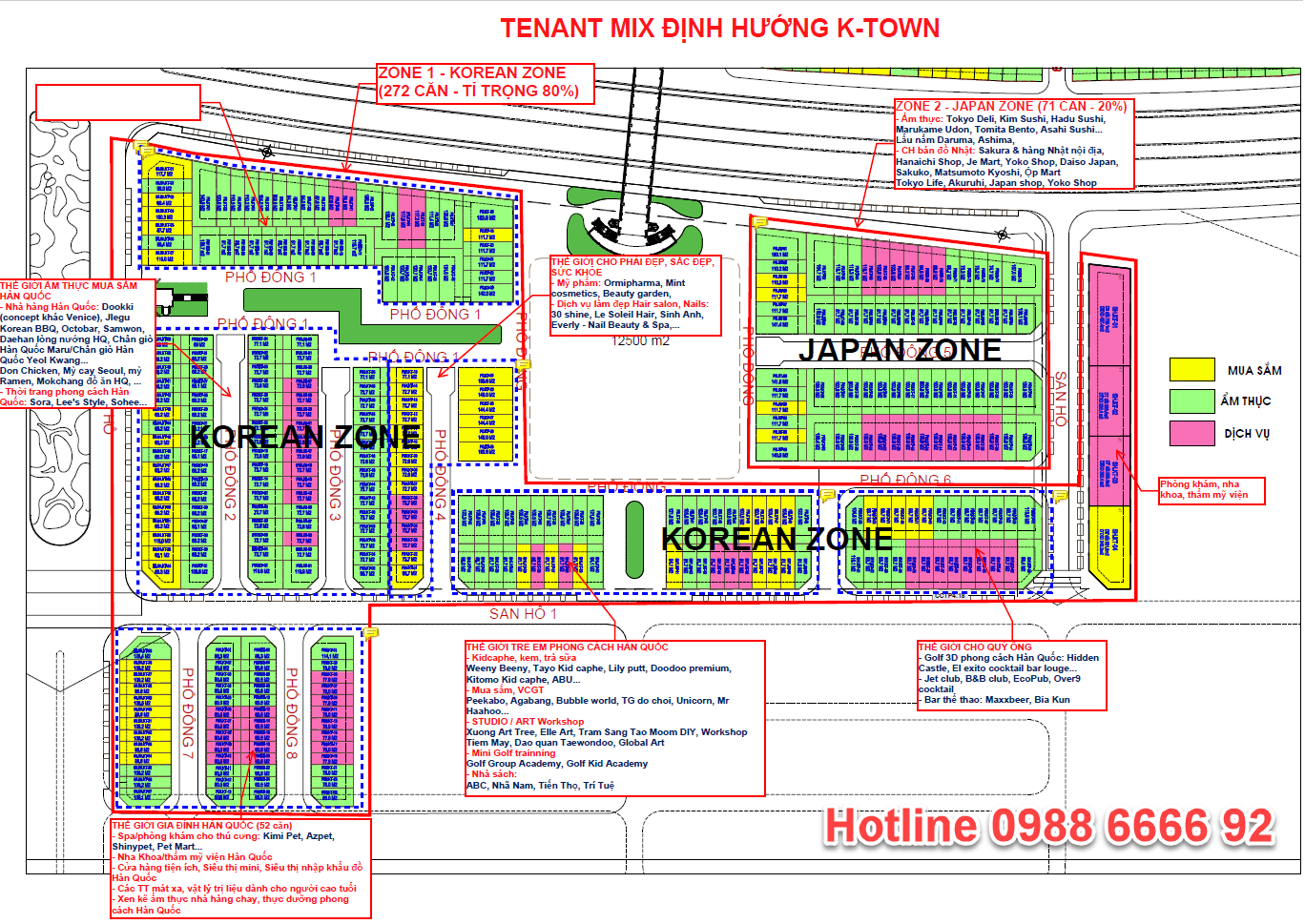 Định hướng vị trí các ngành hàng kinh doanh tại K-Town