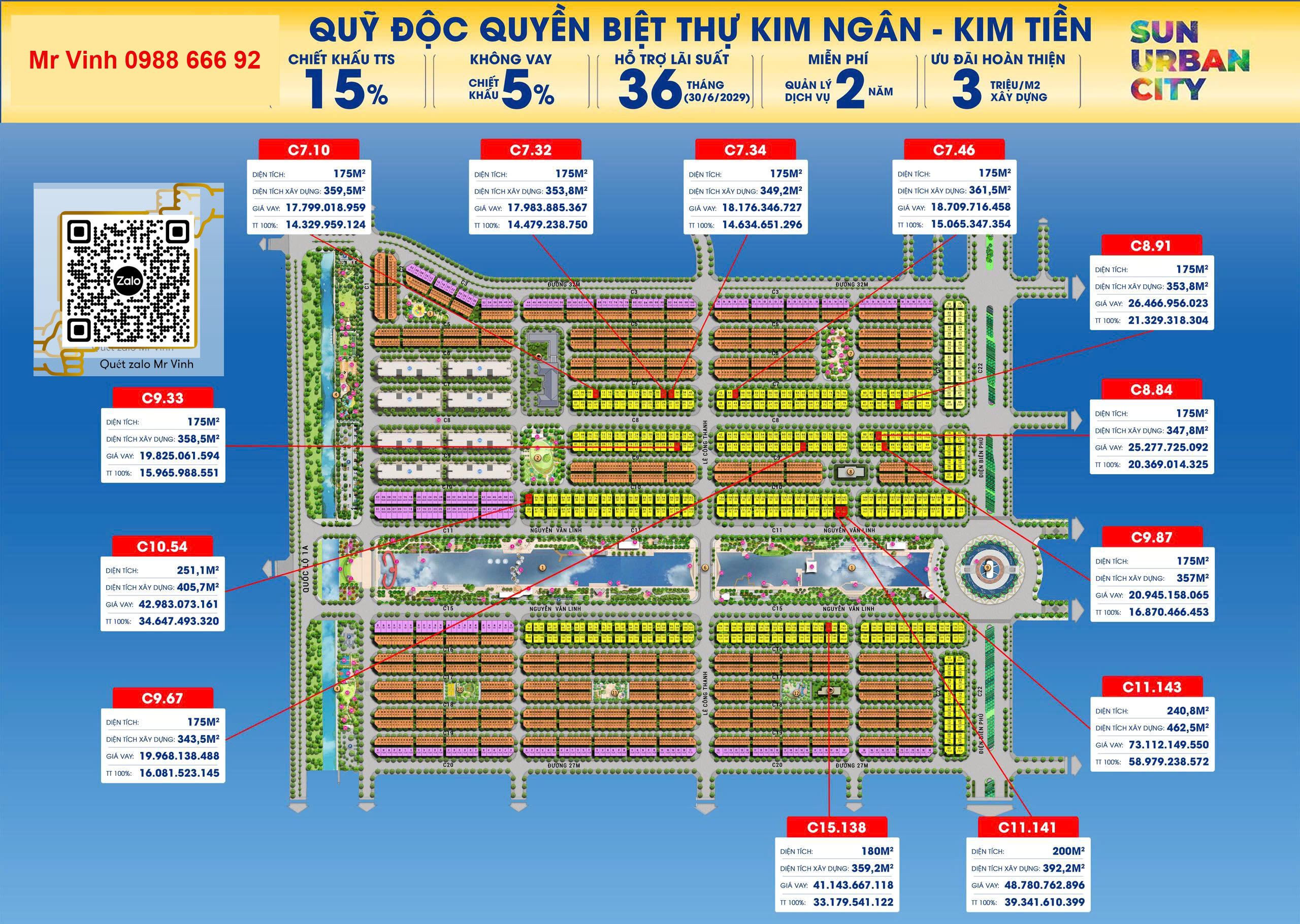 Bảng giá biệt thự Sun Urban City Hà Nam