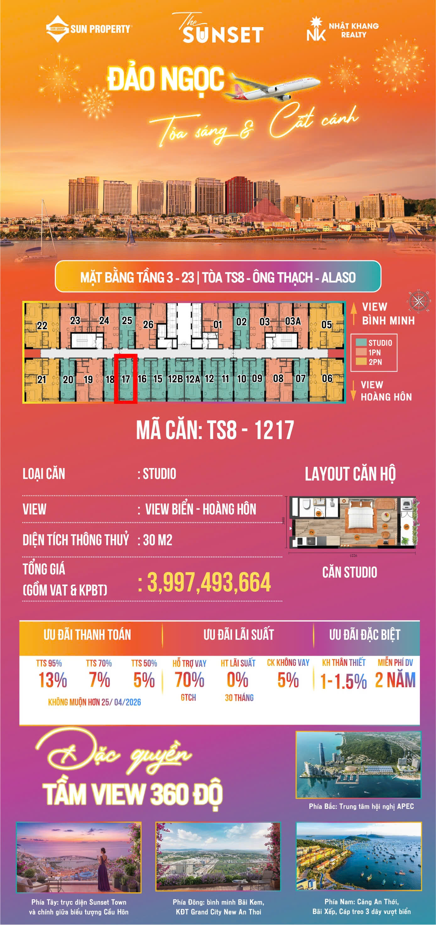 Căn hộ Studio The Sunset Phú Quốc