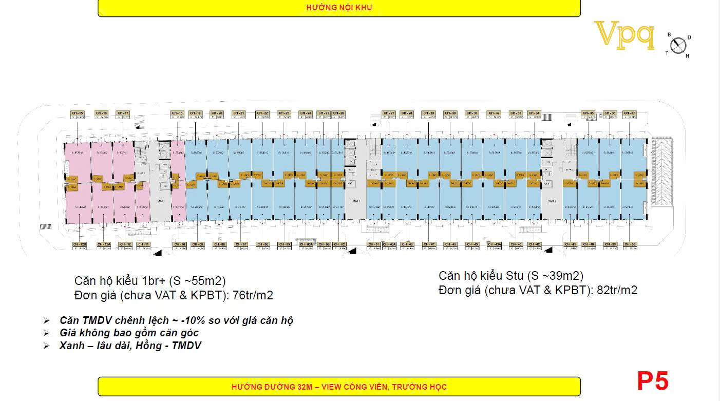 Giá bán Khối đế tòa P3 Park Residence