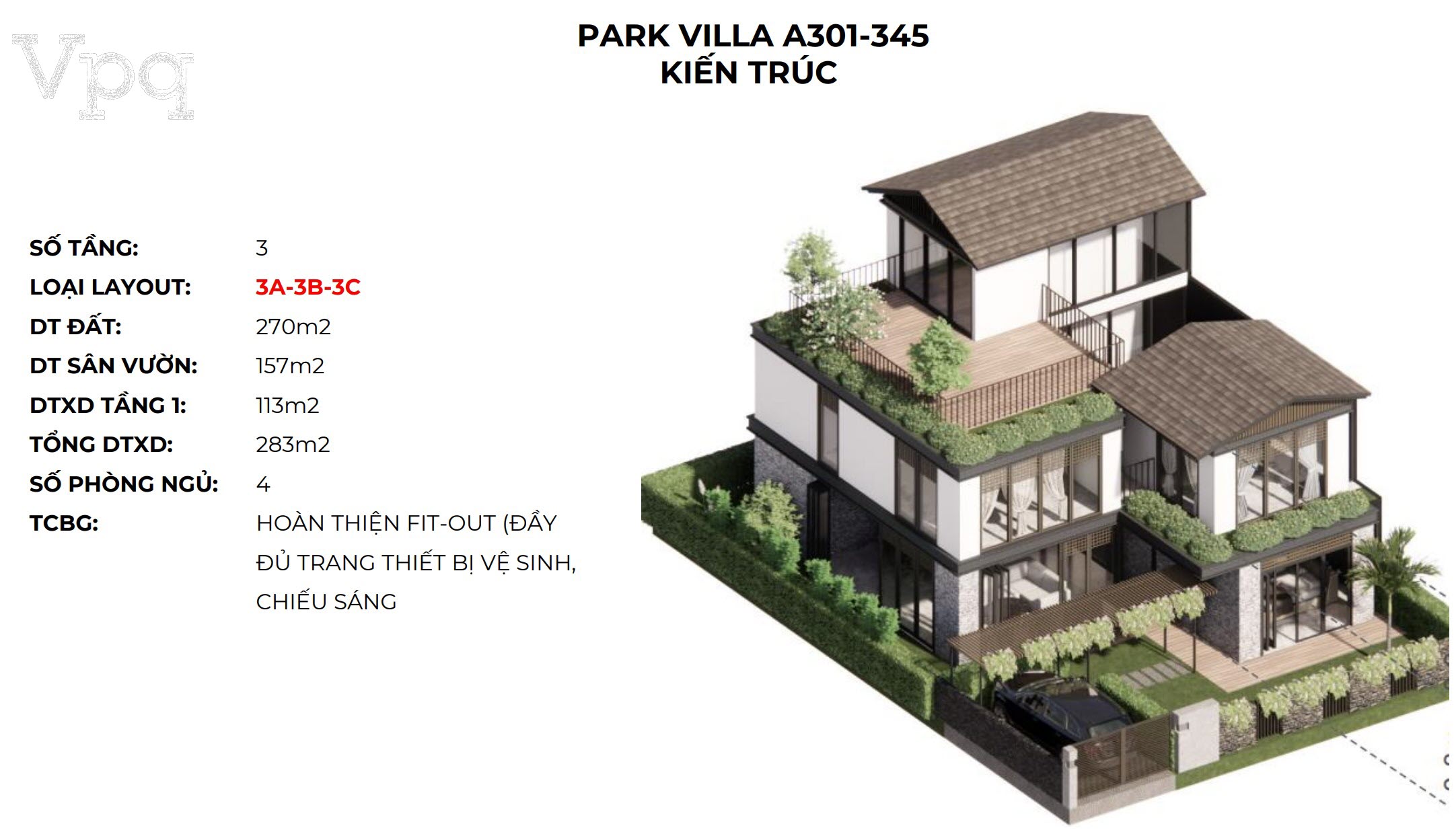 Kiến trúc Makaio Park Villa A301-A345