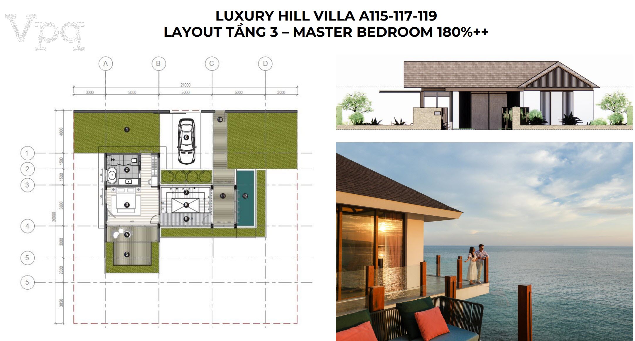Layout tầng 3 Luxury Hill Villa A115-A117-A119