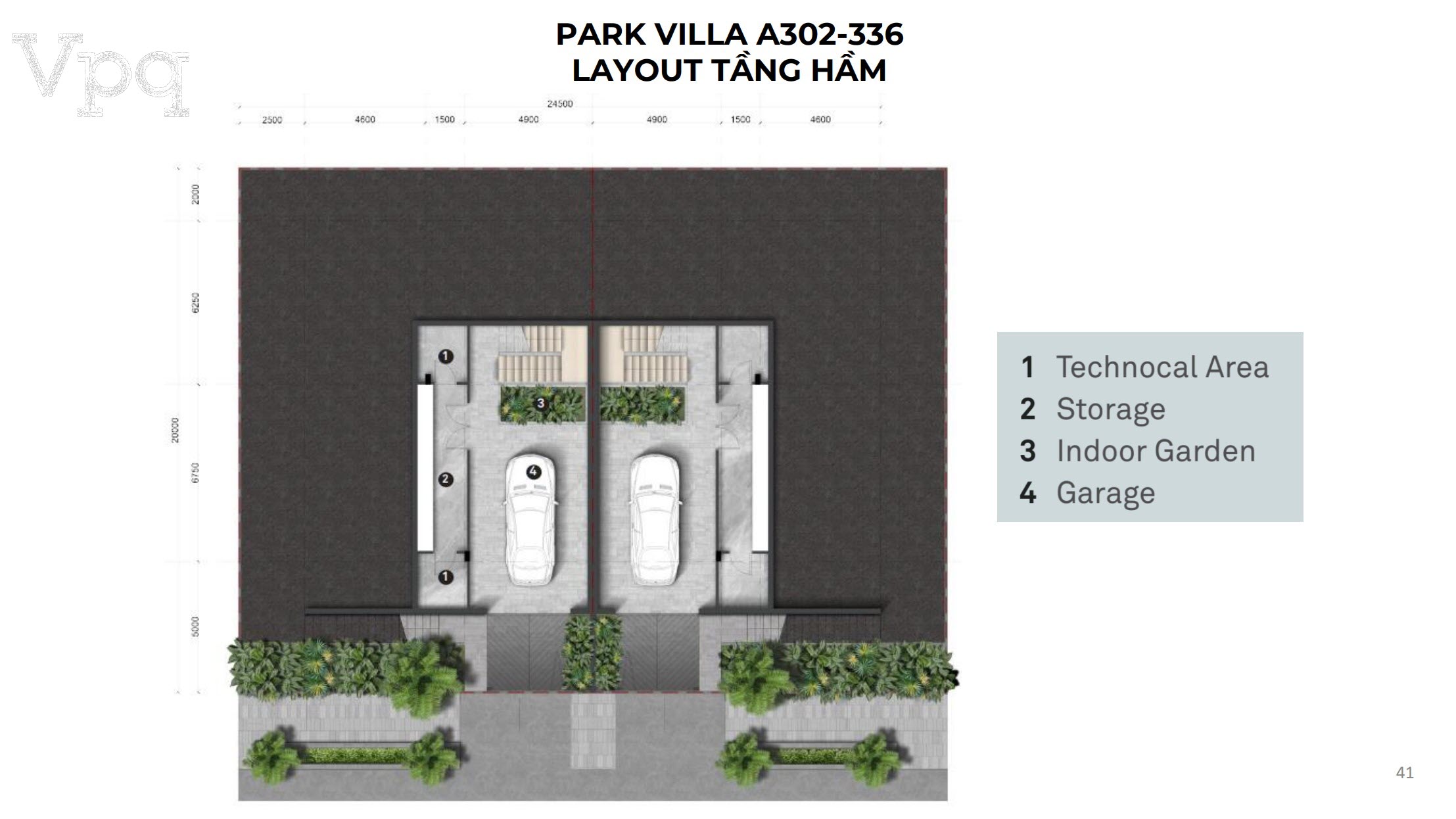 Makaio Park Villa A302-A336 Layout tầng hầm