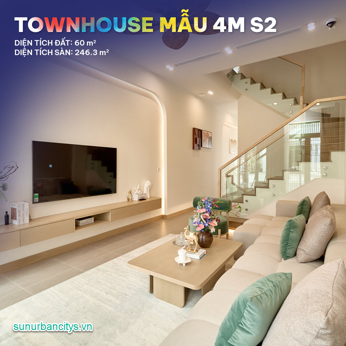 Thiết kế Townhouse 4M S2 đa năng, mở ra không gian sống thoáng đãng