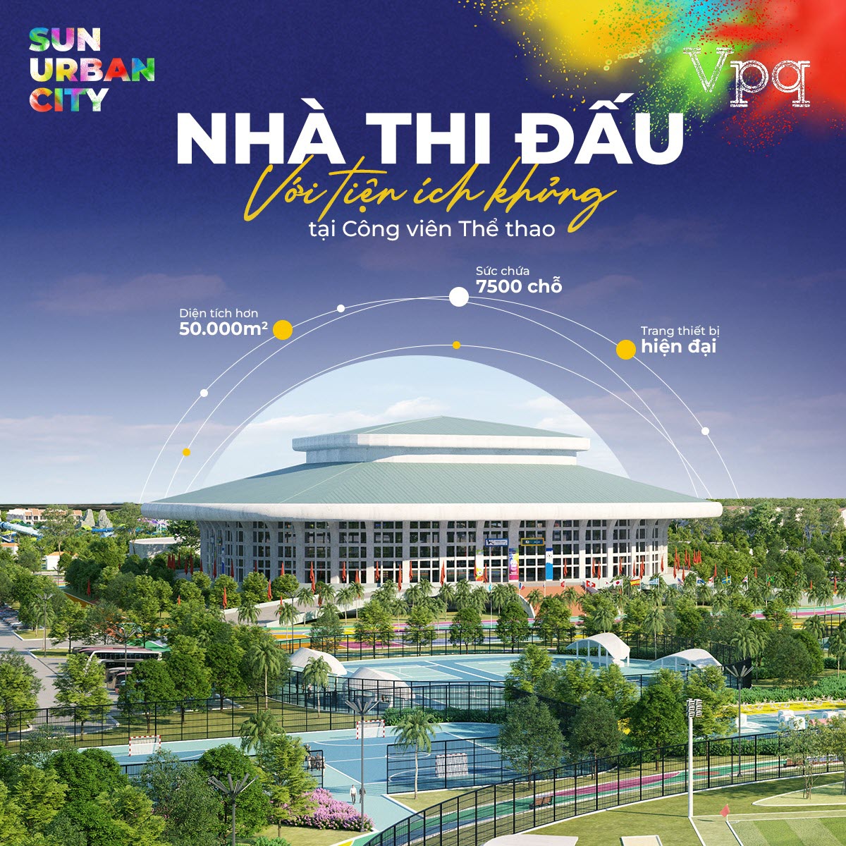 Nhà thi đấu với tiện ích khủng tại công viên thể thao