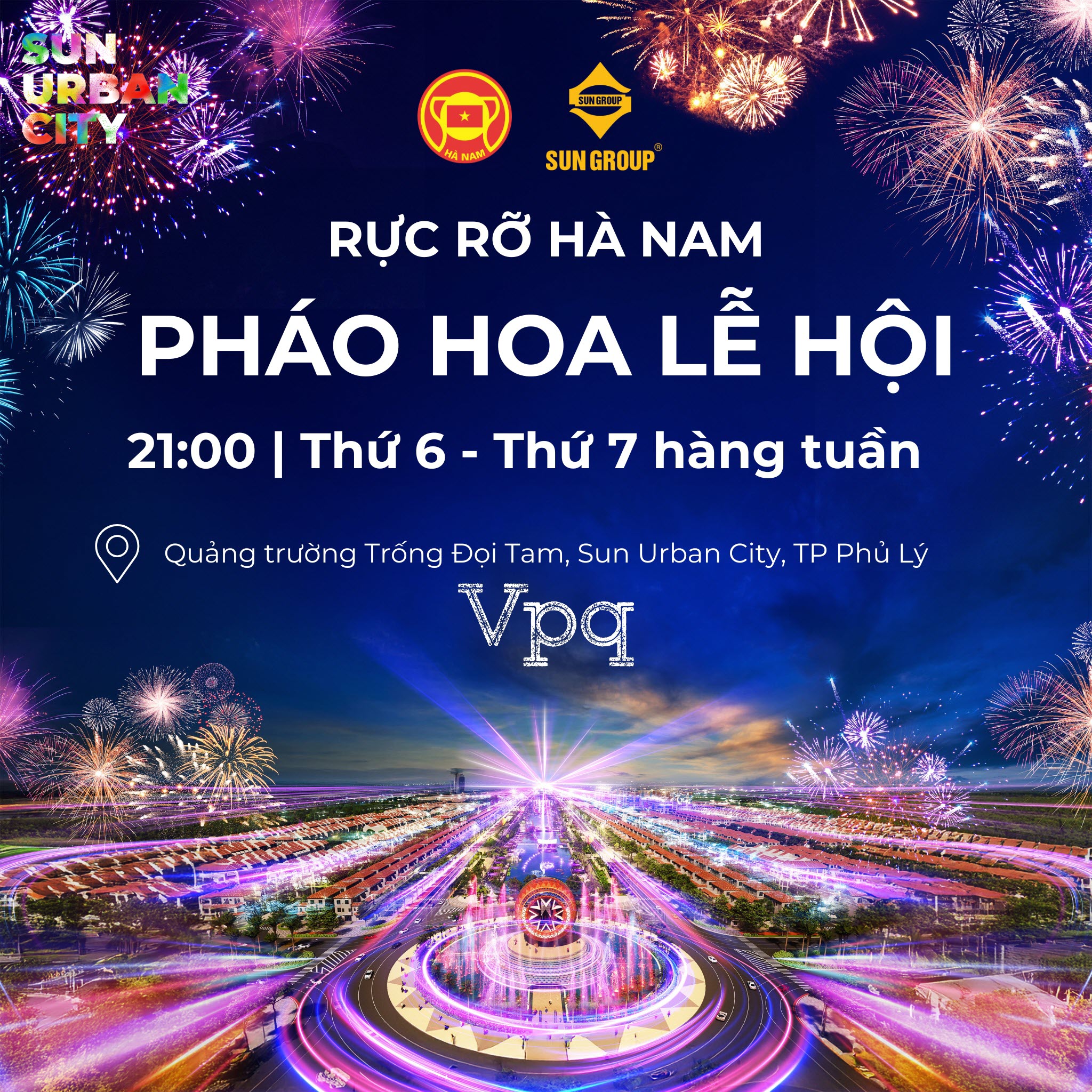 Ngắm pháo hoa ngay tại Sun Urban City 21h15 thứ 6 và thứ 7 hàng tuần