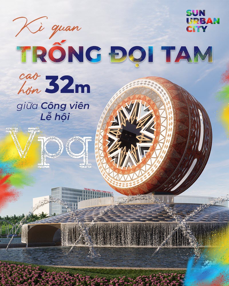 Quảng trường trống Đọi Tam nằm giữa công viên lễ hội gần 8,9 ha