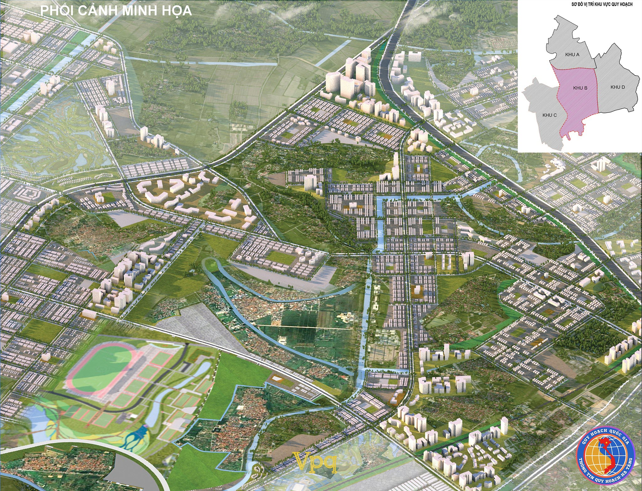 Phối cảnh minh họa Quy hoạch ph&acirc;n khu đ&ocirc; thị thể thao Olympic - Khu B (tỷ lệ 1/2000)