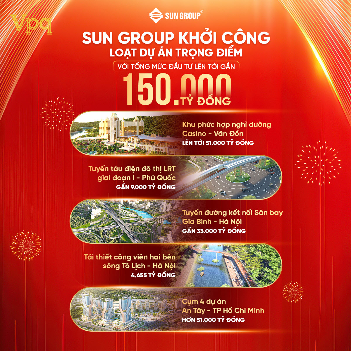 Các dự án trong điểm Sun Group khởi công ngày 19/12/2025