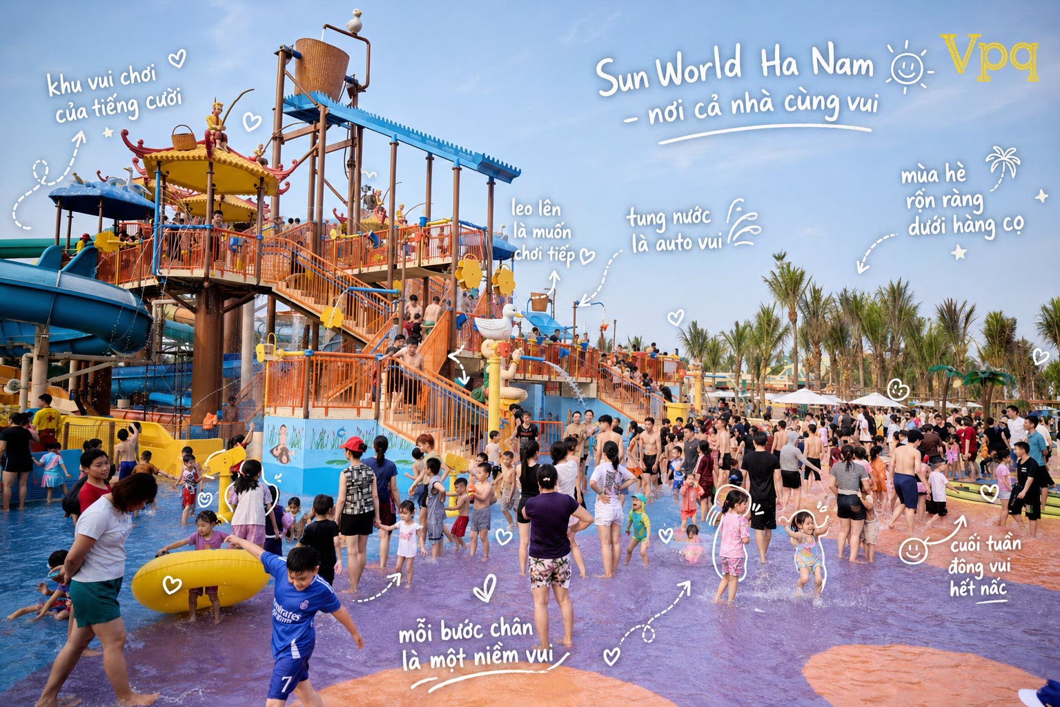 Rất đ&ocirc;ng người d&acirc;n đến chơi C&ocirc;ng vi&ecirc;n nước Sun World H&agrave; Nam