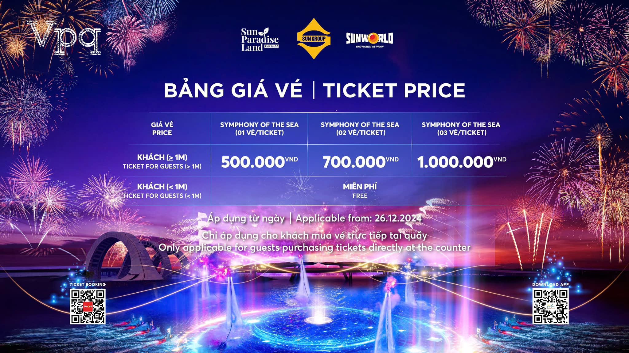 Bảng giá vé show diễn Symphony Of The Sea