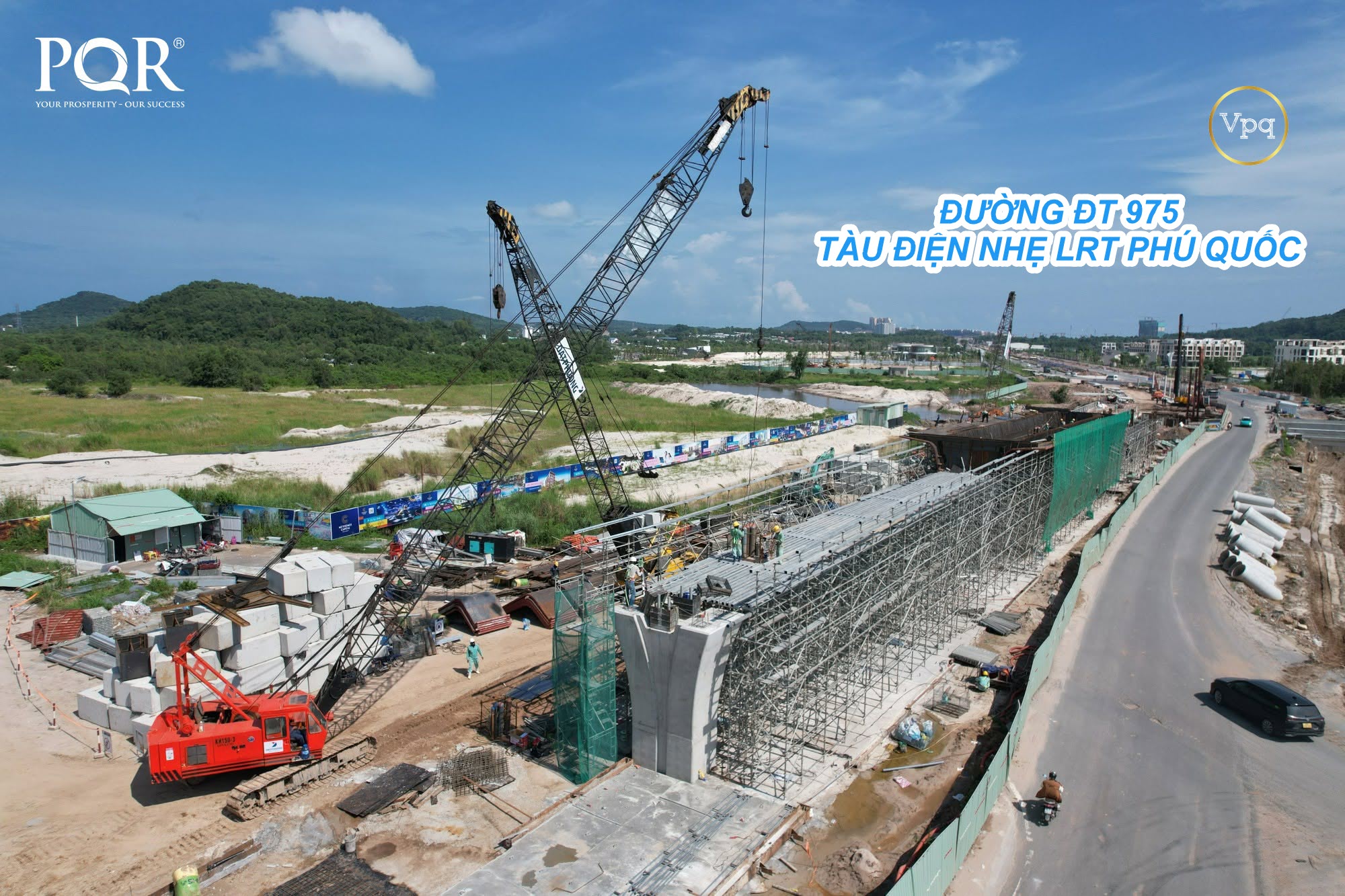 Hình ảnh thực tế trục đường ĐT 975 với tuyến tàu điện nhẹ LRT đầu tiên của Phú Quốc