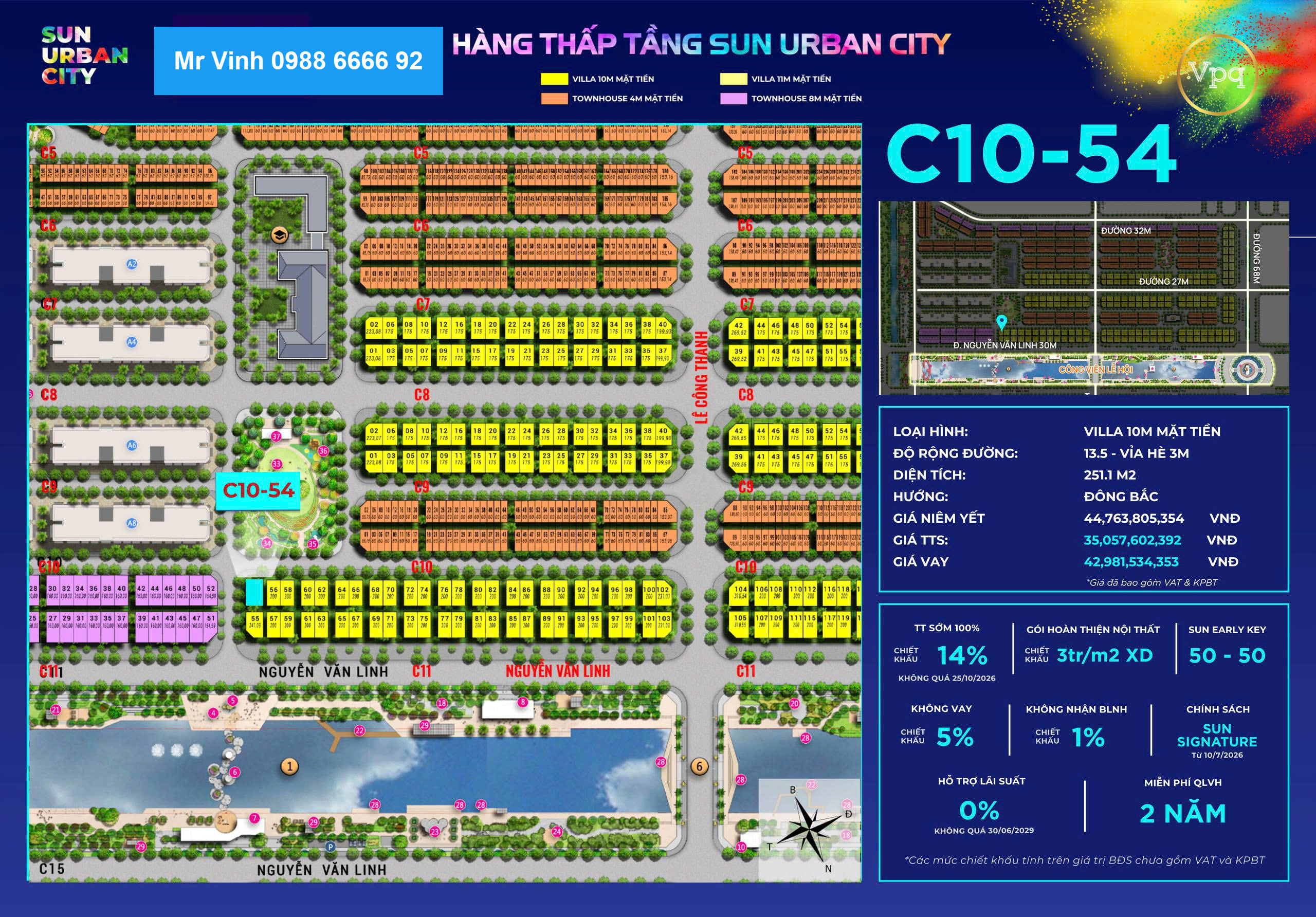 C1054: Biệt thự đơn lập góc, view công viên vườn hoa, nhạc nước