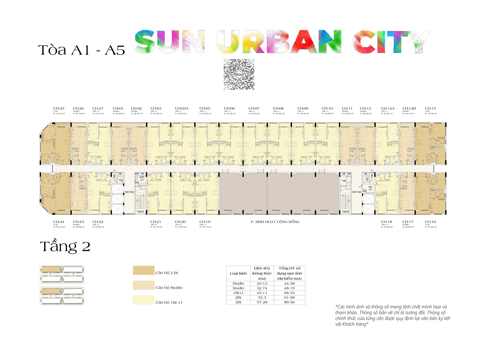 Layout sàn tầng 2 tòa A1-A5 căn hộ Art Residence