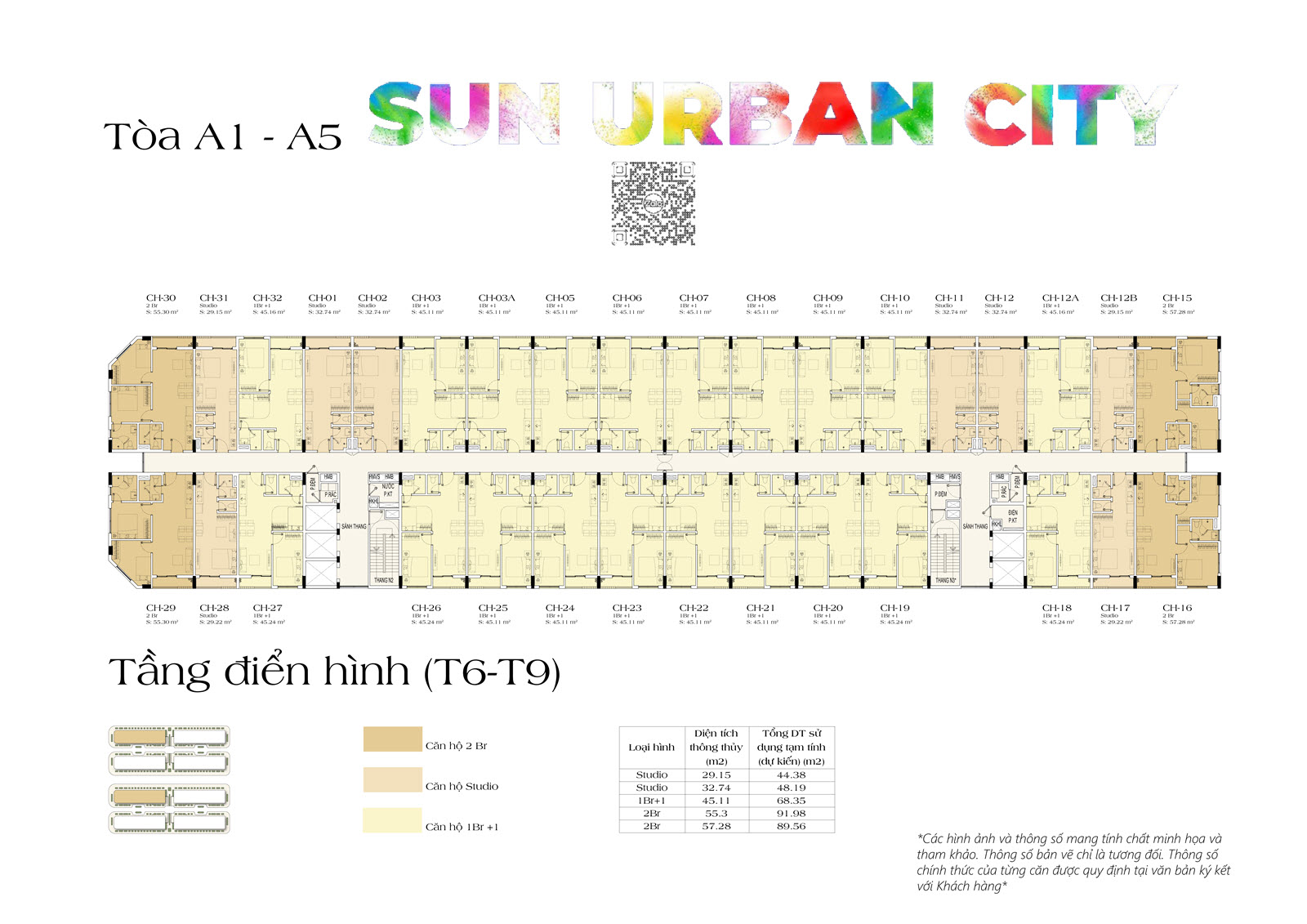 Layout sàn tầng 6-9 tòa A1-A5 căn hộ Art Residence