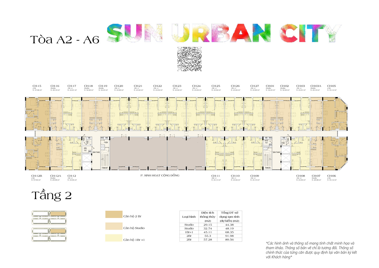 Layout sàn tầng 2 tòa A2-A6 căn hộ Art Residence