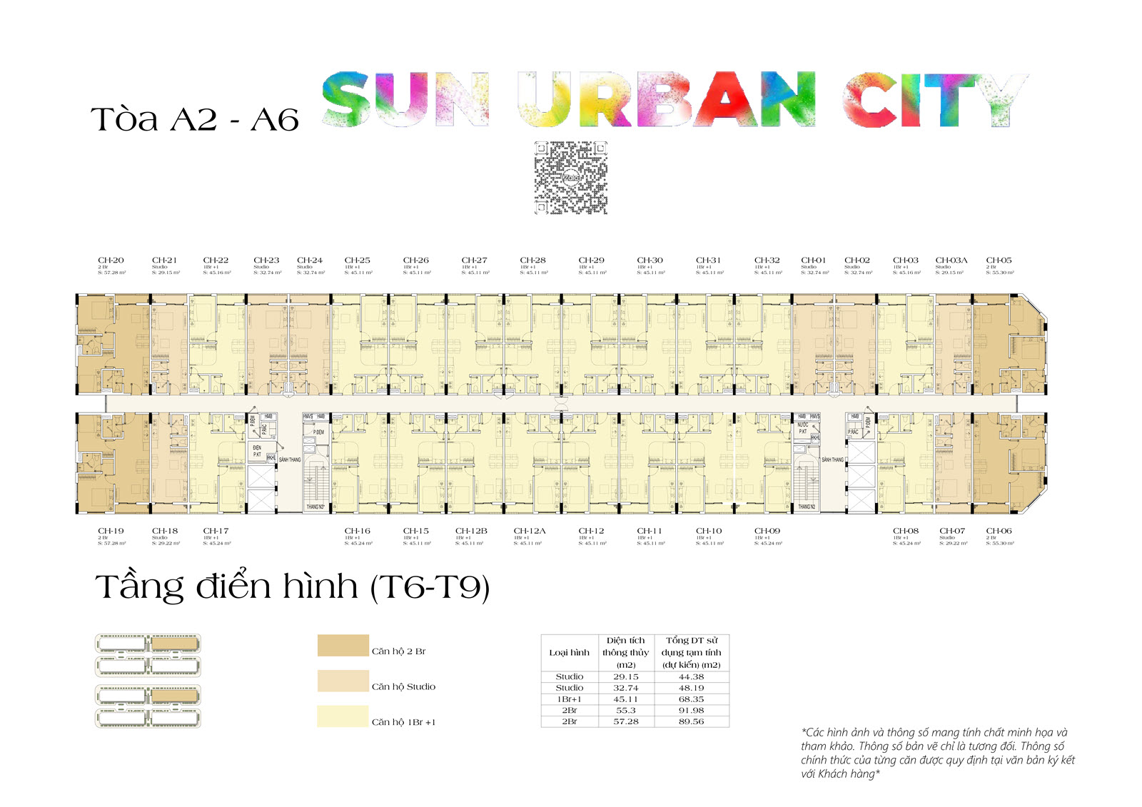 Layout sàn tầng 6-9 tòa A2-A6 căn hộ Art Residence