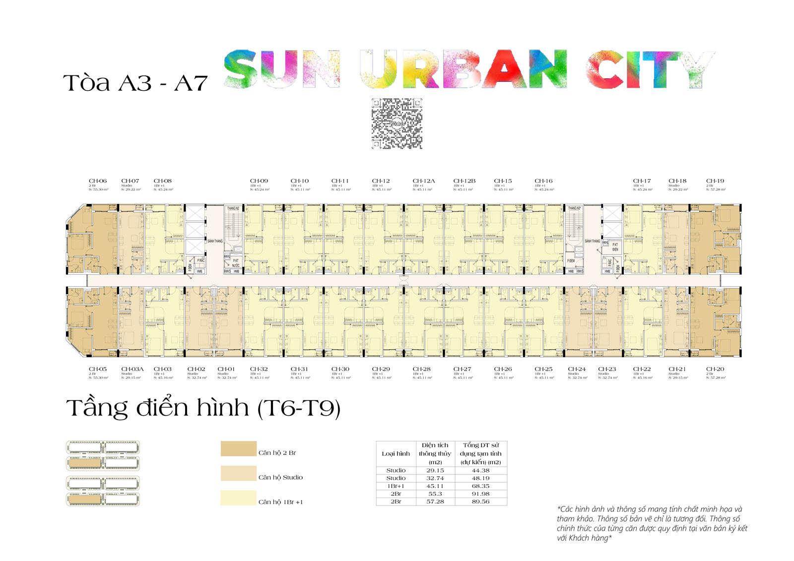 Layout sàn tầng 6-9 tòa A3-A7 căn hộ Art Residence