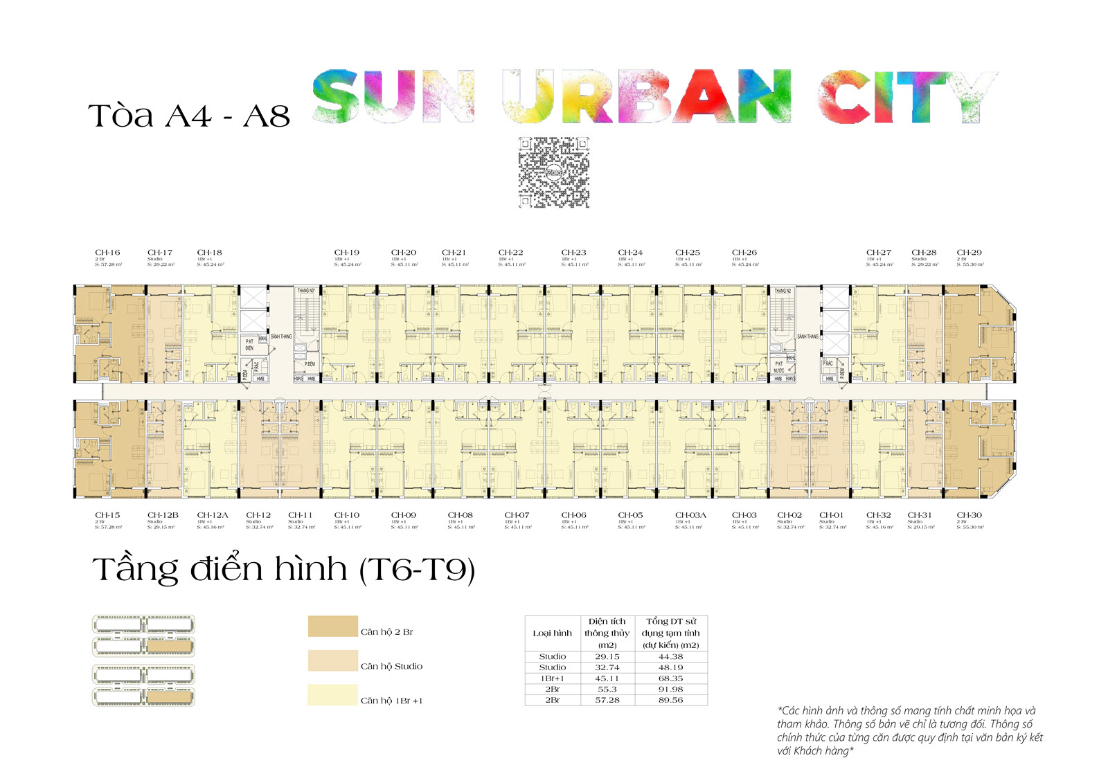 Layout sàn tầng 6-9 tòa A4-A8 căn hộ Art Residence