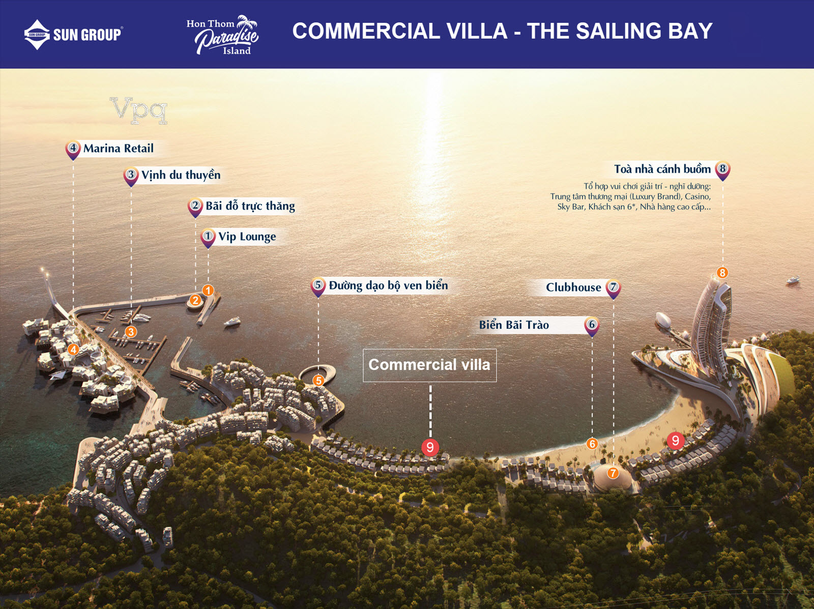 Vị trí Commercial Villa The Sailing Bay Hòn Thơm