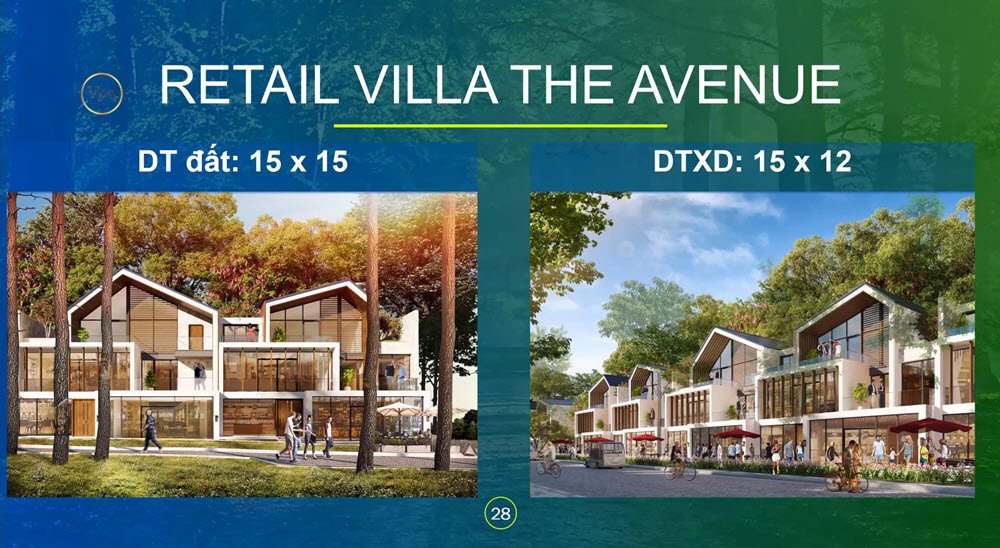 Kích thước điển hình của Retail Villa The Avenue Bãi Dài