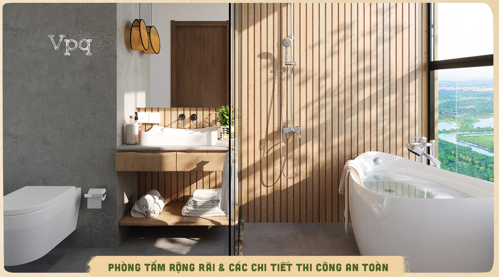 Phòng tắm căn hộ Meraki Residences rộng, chi tiết thi công an toàn