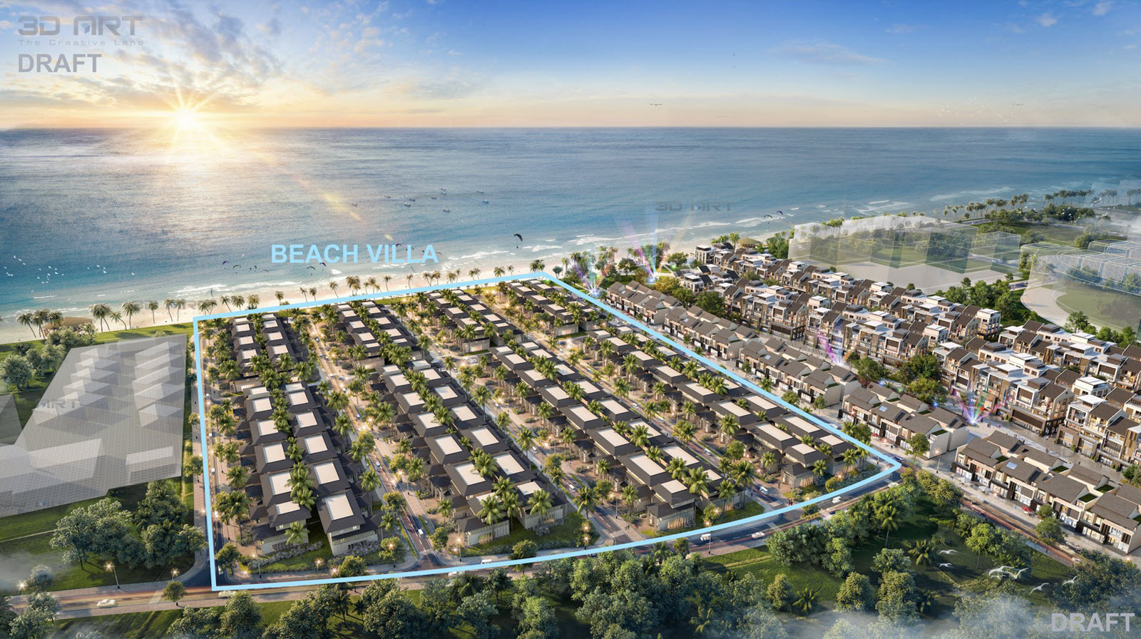 Phối cảnh tổng thể Beach Villa dự án Sun Secret Valley