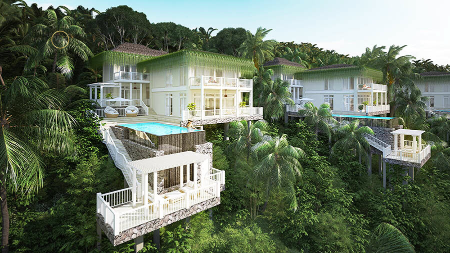 Biệt thự trên ghềnh đá Premier Village Phu Quoc Resort có diện tích 1060 - 1345 m2 là loại hình biệt thự nghỉ dưỡng hùng vĩ cho phép bạn ngắm toàn cảnh biển từ trên cao